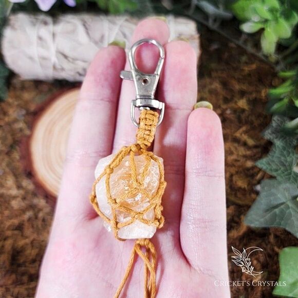 Raw Citrine Crystal Keychain #10 - Picture 2 of 2